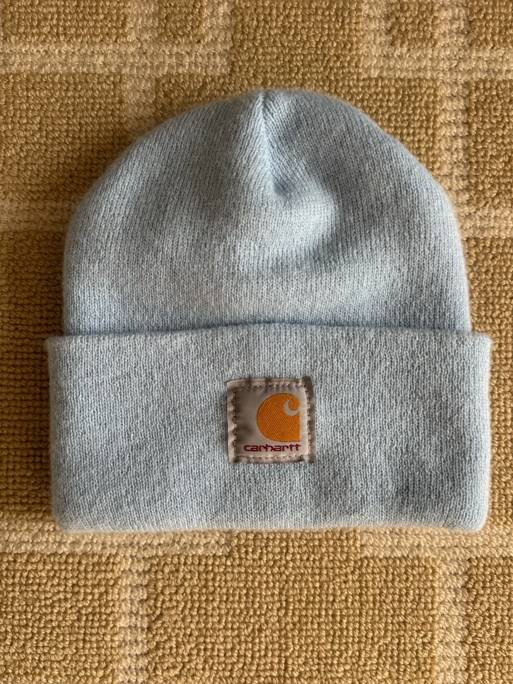 Carhartt Watch Beanie Hat Light Blue Cuffed Knit Logo Utility Streetwear O/S
